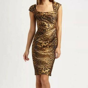 NWT Tadashi Shoji Black Gold Gdani Leopard Print Dress 4